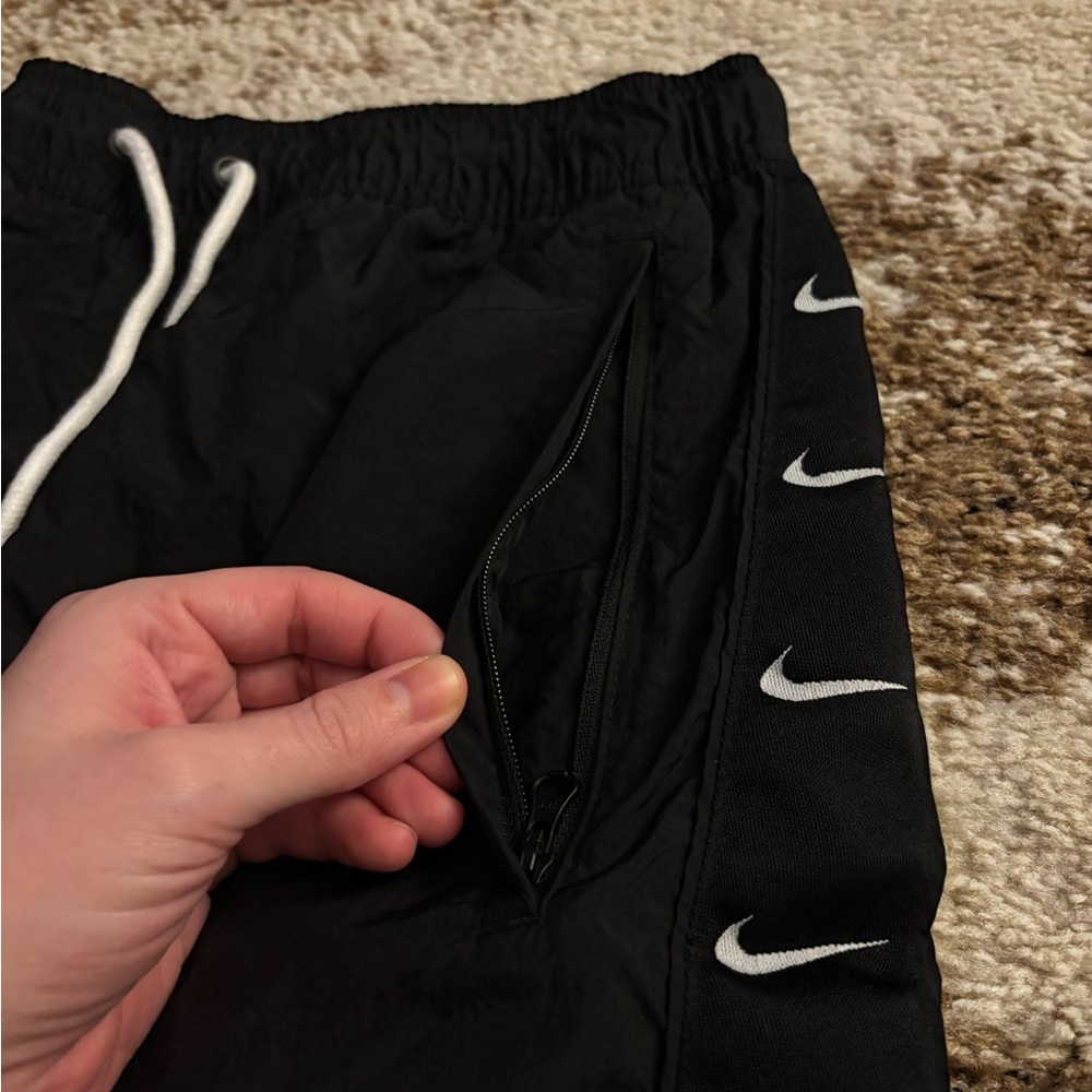 Nike Black Wind-Pant Joggers with White Accents - Picture 5 of 11
